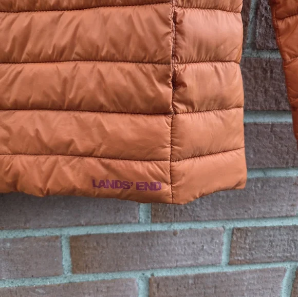 Lands' End Kids Orange ThermoPlume Packable Hooded Jacket XL 14-16 Unisex